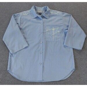 Vintage Style Up California Womens Shirt Medium Light Blue Paint Splatter Artsy